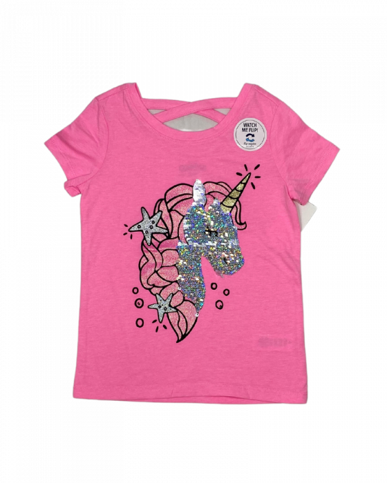 Tricou fete, Oshkosh, Unicorn cu paiete, Bumbac si poliester, [2]