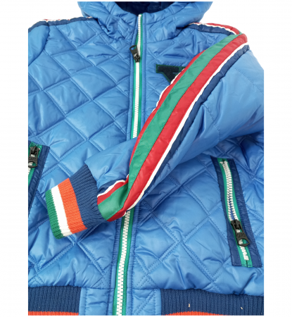 Geaca iarna baieti, Y-Cars, dungi contrastante, Albastru, 140 CM, 10 ani [2]