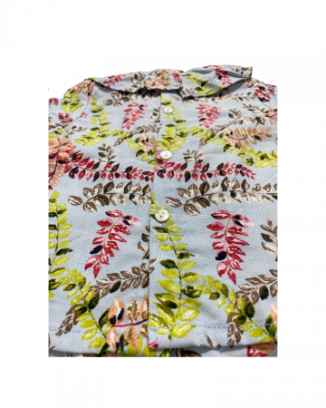 Camasa fete cu guler, albastru deschis, model frunze multicolore 5 ani [1]