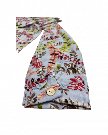 Camasa fete cu guler, albastru deschis, model frunze multicolore 5 ani [3]