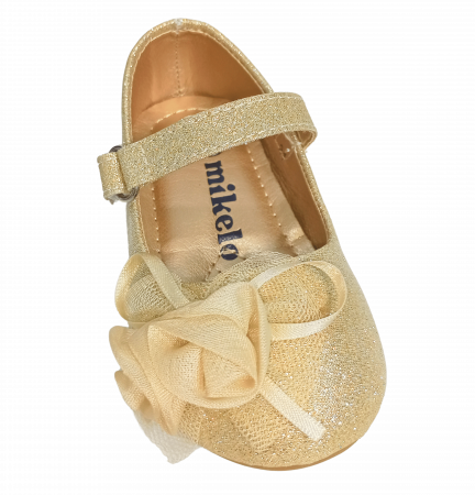 Balerini cu sclipici pentru fete, Mikelo Shoes, Golden mini rose, piele ecologica, [11]