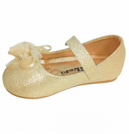 Balerini cu sclipici pentru fete, Mikelo Shoes, Golden mini rose, piele ecologica, [7]