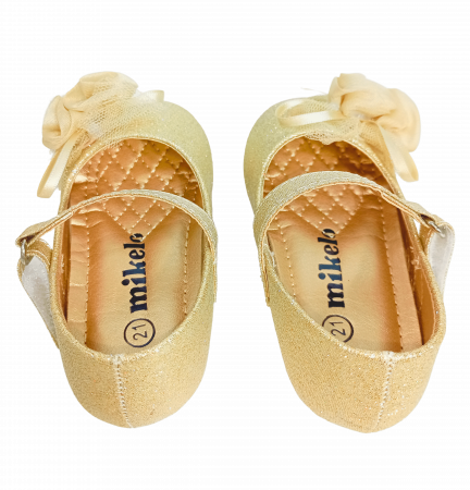 Balerini cu sclipici pentru fete, Mikelo Shoes, Golden mini rose, piele ecologica, [16]