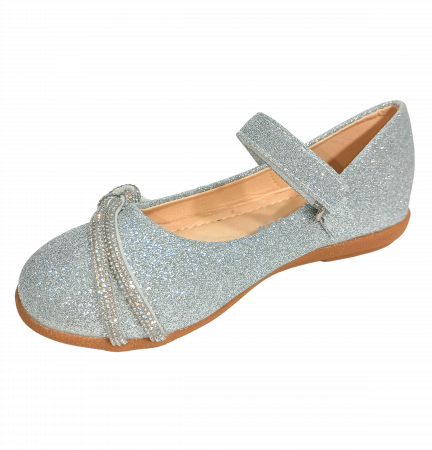 Balerini cu sclipici pentru fete, Mikelo Shoes, Silver knot, piele ecologica, [5]
