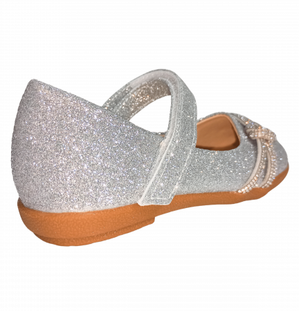 Balerini cu sclipici pentru fete, Mikelo Shoes, Silver knot, piele ecologica, [9]