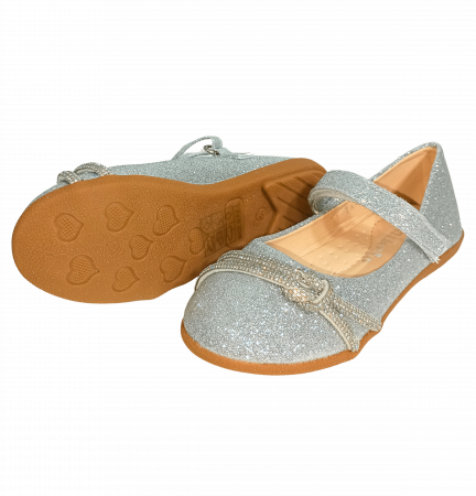 Balerini cu sclipici pentru fete, Mikelo Shoes, Silver knot, piele ecologica, [16]