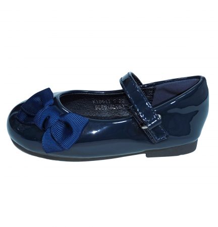 Pantofi copii - Balerini fete, Poti Pati, Blue Ribbon barret, piele ecologica,