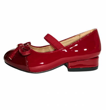 Pantofi copii - Balerini fete, Poti Pati, String Ribbon bordeaux, piele ecologica,