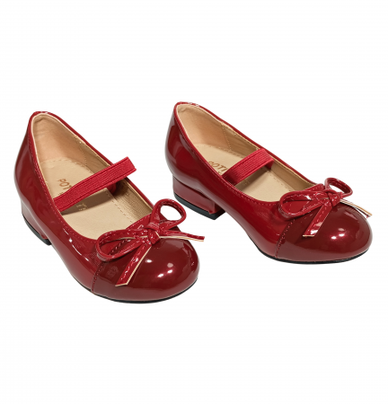 Balerini fete, Poti Pati, String Ribbon bordeaux, piele ecologica, [5]