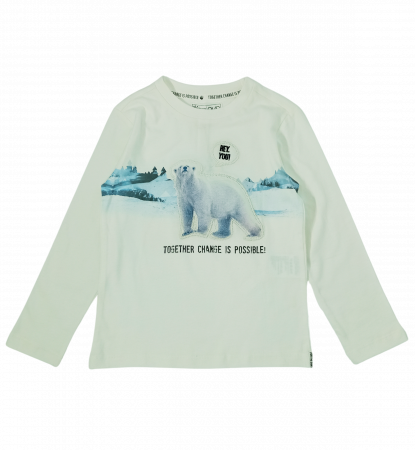 Bluze copii - Bluza baieti cu imprimeu urs polar, OVS, bumbac, 3-4 ani