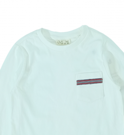 Bluza baieti, OVS, Buzunar aplicat, Bumbac, Alb, 116 CM, 5-6 ani [2]
