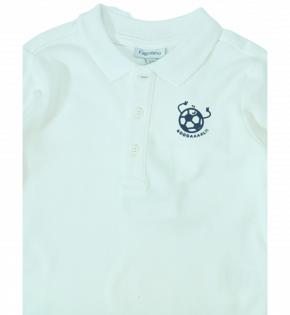 Bluza baieti, OVS, cu guler polo, Bumbac organic, Alb, 80 CM, 12-18 luni [1]