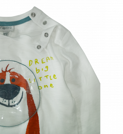 Bluza cu maneca lunga baieti, OVS, imprimeu catel astronaut, Bumbac, Alb, 92 cm, 2-3 ani [5]