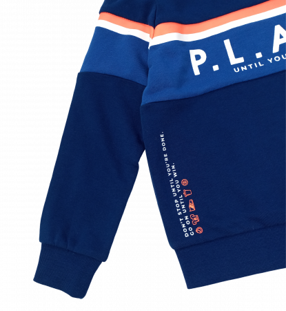 Bluza baieti, OVS, imprimeu cu text si dungi, Bumbac pur, Albastru, 110 CM, 4-5 ani [3]