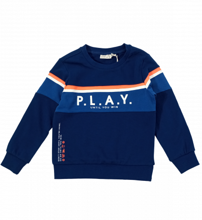 Bluza baieti, OVS, imprimeu cu text si dungi, Bumbac pur, Albastru, 110 CM, 4-5 ani [4]