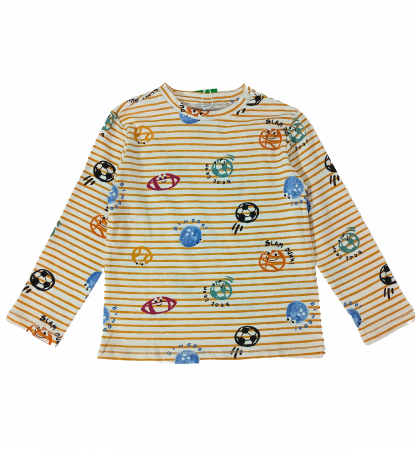 Bluza baieti, OVS, imprimeu dungi si mingi, bumbac organic, [2]