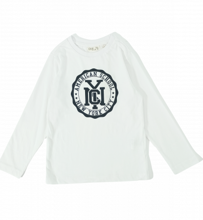 Imbracaminte copii - Bluza băieți OVS - Imprimeu Grafic, Bumbac 100%, Alb, 110 cm, 4-5 ani