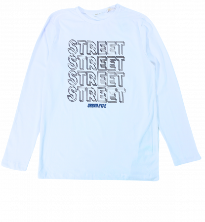 Imbracaminte copii - Bluza maneca lunga baieti, OVS, Urban Hype Street, Bumbac organic, Alb, 164 CM, 13-14 ani