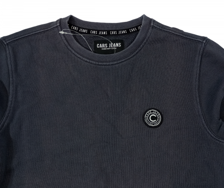 Bluza copii, Cars Jeans, aspect prespalat, Logo, bumbac, Gri inchis, 140 CM, 10 ani [3]