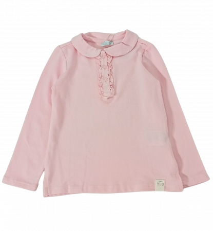 Bluza fete, cu guler rotunjit, nasturi si volanase, OVS, 100% bumbac, Roz, 92 cm, 24-30 luni [3]