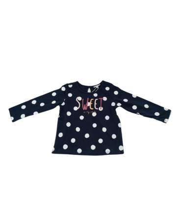 Bluze copii - Bluza fete, OVS, model cu buline, bumbac organic, albastru, 80 cm, 12-18 luni