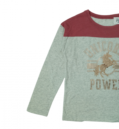 Bluza fete maneca lunga, The Children's PLACE, Unicorn power, Bumbac si poliester, 7-8 ani, M, [4]