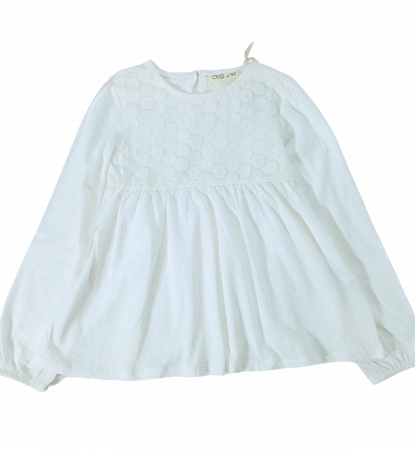 Bluza fete - Broderie cu dantelă, Bumbac Organic, Alb, 5-6 ani | Magazin Online Bucklars [2]