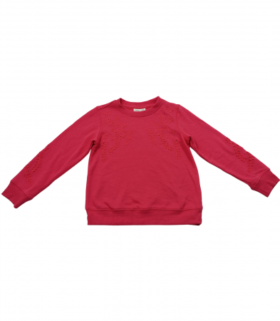 Bluze copii - Bluza fete, OVS, broderie florala, bumbac/poliester, roz, 110 cm, 4-5 ani