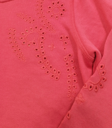 Bluza fete, OVS, broderie florala, bumbac/poliester, roz, 110 cm, 4-5 ani [3]