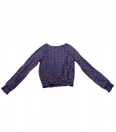 Bluze copii - Bluza fete, OVS, floral, viscoza, albastru, 146 cm, 10-11 ani