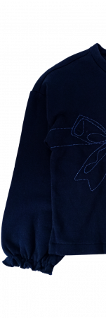 Bluza fete OVS - Fundă Brodată, Mâneci Elastice cu Volănașe, Bumbac 100%, Albastru Închis, [2]