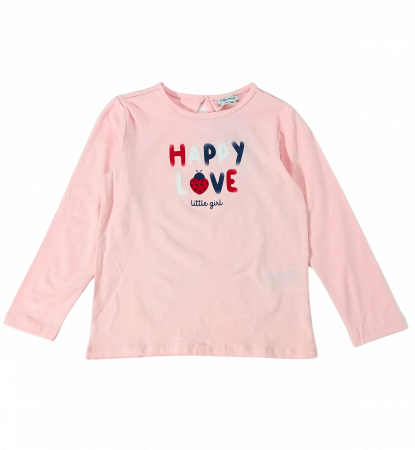 Bluze copii - Bluza fete, OVS, Happy love, Bumbac organic si elastan,