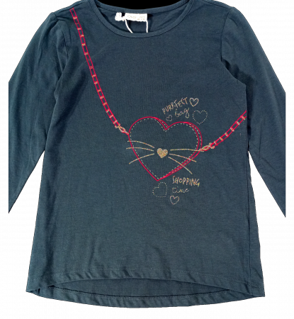 Bluza fete OVS - Imprimeu Decorativ Geantă Inimioară, Text și Detalii Sclipici, Bumbac pur 100% [1]