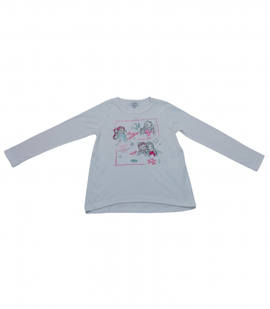 Bluze copii - Bluza fete, OVS, imprimeu fashion, bumbac, Alb, 104 CM , 3-4 ani