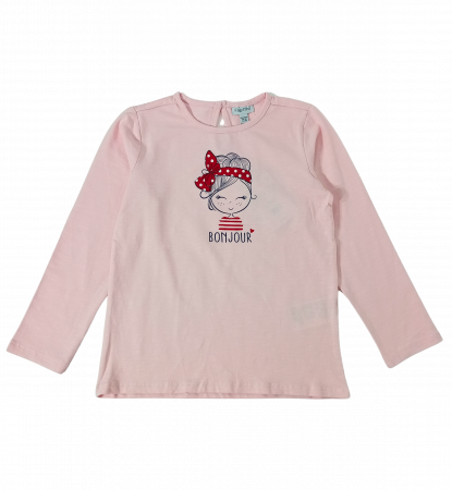 Bluze copii - Bluza fete OVS, Bonjour, Bumbac Organic și Elastan, Decupaj Posterior cu Nasture,