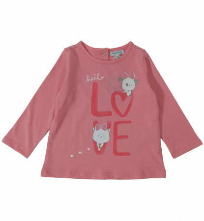 Bluze copii - Bluza fete, OVS, imprimeu grafic LOVE si animale, Bumbac,