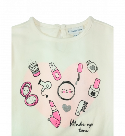 Bluza fete OVS - Imprimeu "Make Up Time", Bumbac și Elastan, Alb, 98 cm [3]