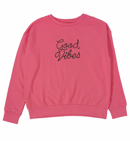 Imbracaminte copii - Bluza fete, OVS, imprimeu text Good Vibes, Bumbac si poliester, 13-14 ani