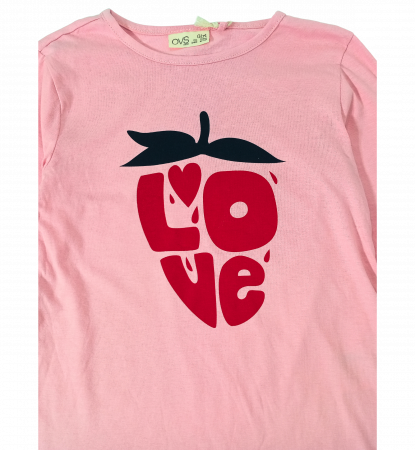 Bluza fete - Imprimeu text LOVE, Bumbac 100%, Roz, 9-10 ani [1]