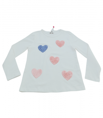 Bluza fete , OVS, inimioare plusate, bumbac, alb, 116 cm, 5-6 ani [1]