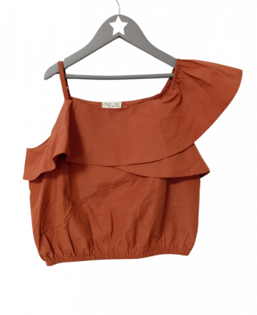 Bluze copii - Bluza fete pe un umar, OVS, bumbac/poliester, Maro, 152 CM, 11-12 ani