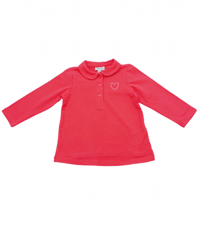 Bluze copii - Bluza fetite, OVS, tip camasa, bumbac/elastam, Rosu deschis, 74 cm, 9-12 luni