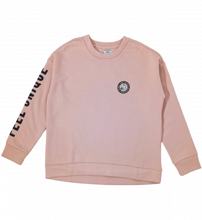 Bluze copii - Bluza flausata fete, OVS, imprimeu logo unicorn, bumbac si poliester, 9-10 ani