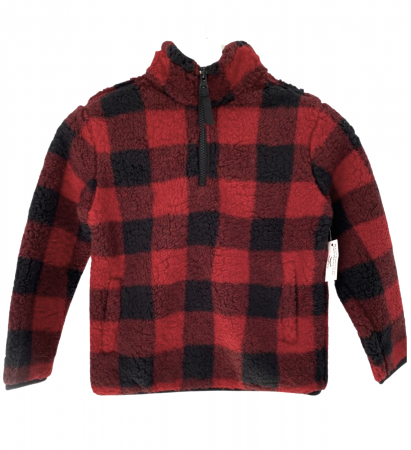 Bluze copii - Bluza fleece baieti, Amazon Essentials, in carouri, Bicolor, poliester, 116 cm, 6-7 ani