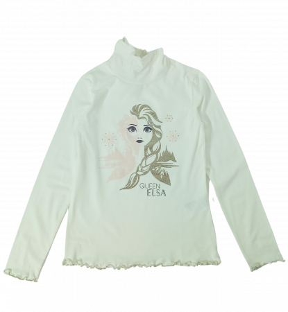 Bluze copii - Bluza pe gat fete, OVS, Disney - Queen Elsa, grafic, Alb, bumbac/elastan, 140 cm, 9-10 ani
