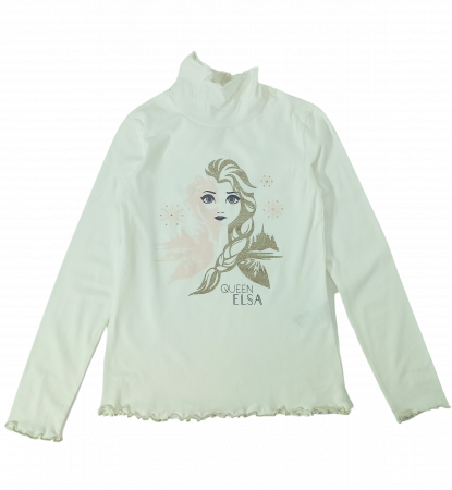 Bluza pe gat fete, OVS, Disney - Queen Elsa, grafic, Alb, bumbac/elastan, 140 cm, 9-10 ani [1]