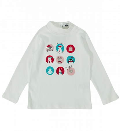 Bluze copii - Bluza fete, OVS, model pe gat cu imprimeu motive de craciun, bumbac organic,
