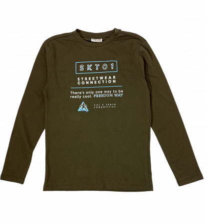 Bluze copii - Bluza skate baieti, OVS, imprimeu text, Bumbac organic, 10-11 ani