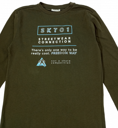 Bluza skate baieti, OVS, imprimeu text, Bumbac organic, 10-11 ani [1]