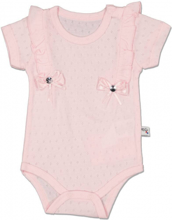 Body-uri copii - Body fete, Veo, cu fundite, Bumbac, Roz, 62 cm, 3-6 luni